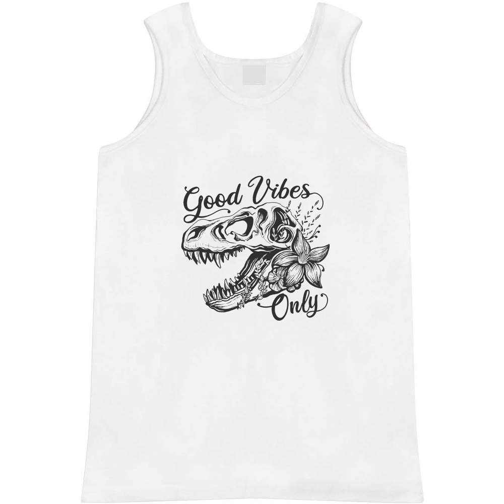 'Good Vibes Floral Dinosaur Skull' Adult Vest / Tank Top (AV039020)