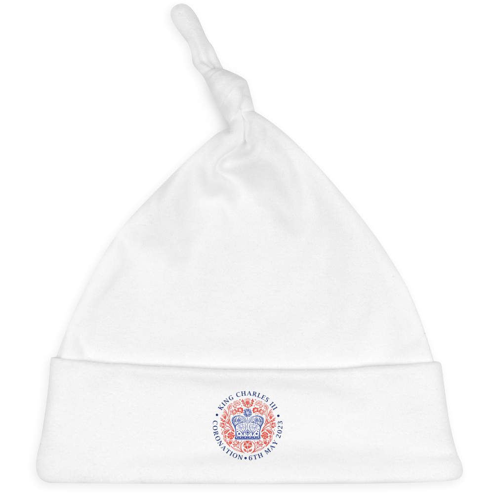 &#039;Emblème du couronnement du roi Charles&#039; bonnet bébé noué (BH00020949)