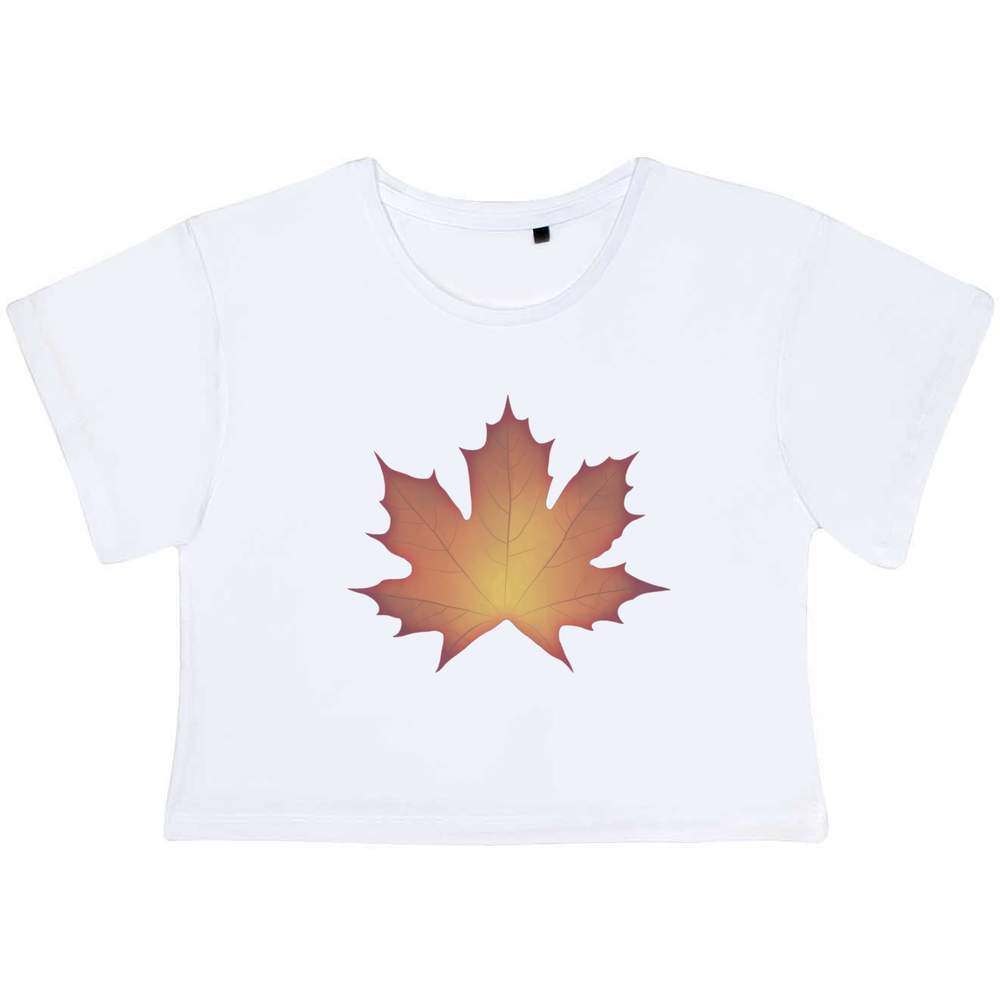 'Autumn Maple Leaf' Women's Cotton Crop Tops (CO041633)