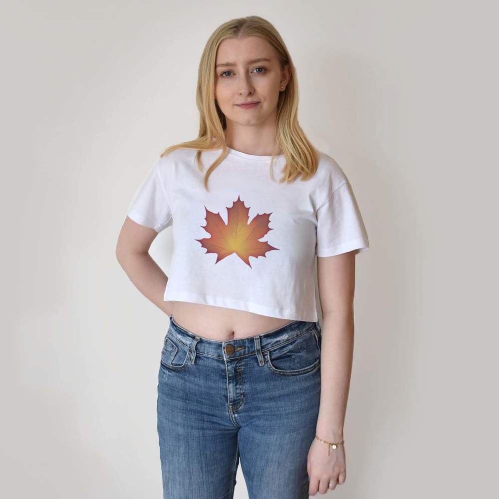 'Autumn Maple Leaf' Women's Cotton Crop Tops (CO041633)