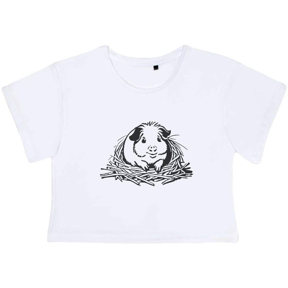 'Guinea Pig in Fresh Bedding' Women's Cotton Crop Tops (CO046054)