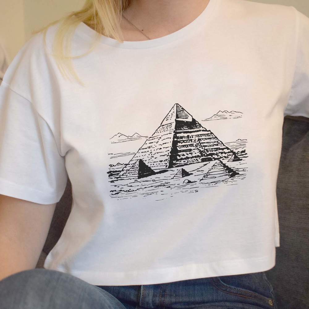 'Ancient Pyramids ' Women's Cotton Crop Tops (CO048109)