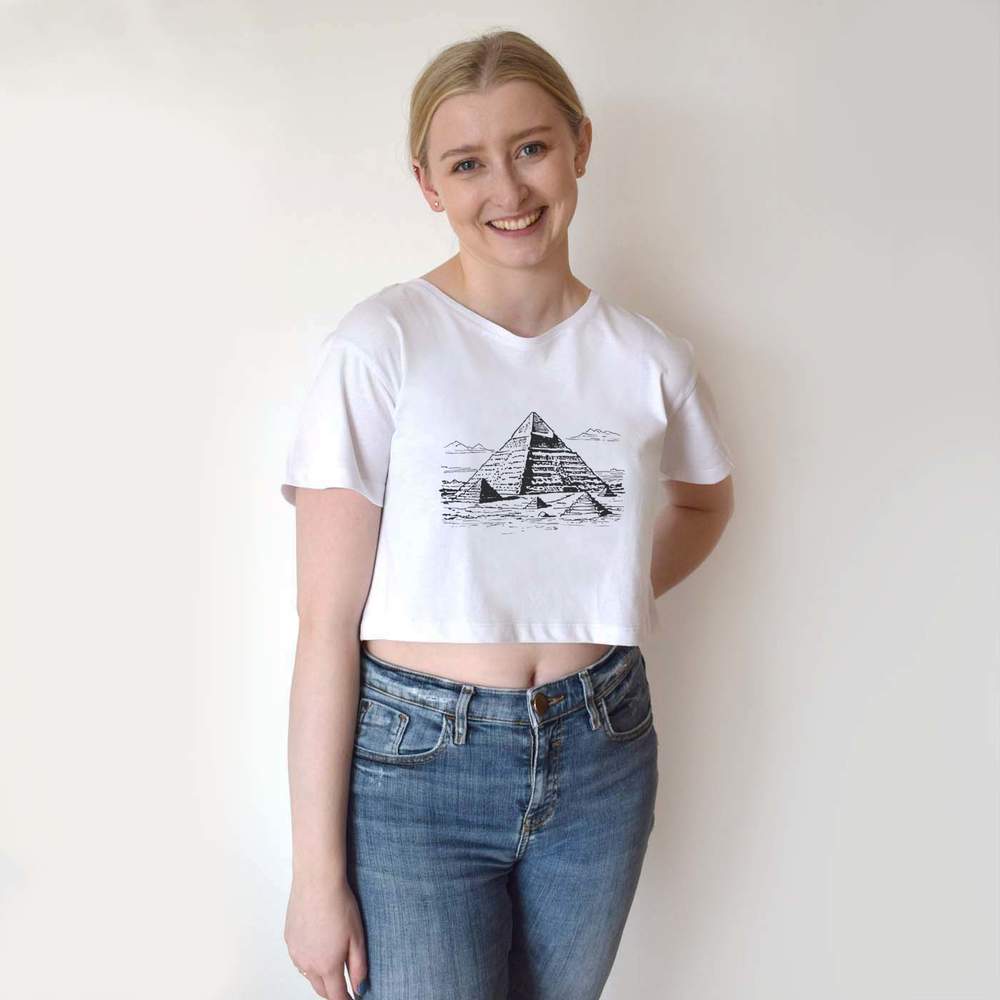 'Ancient Pyramids ' Women's Cotton Crop Tops (CO048109)