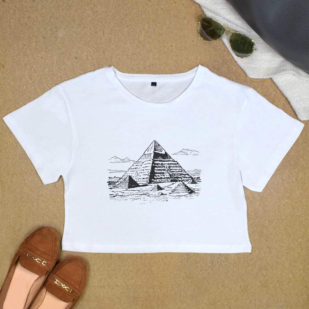 'Ancient Pyramids ' Women's Cotton Crop Tops (CO048109)