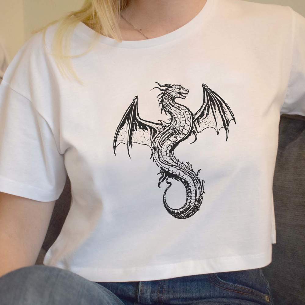 'Ancient Wyrm' Women's Cotton Crop Tops (CO049278)