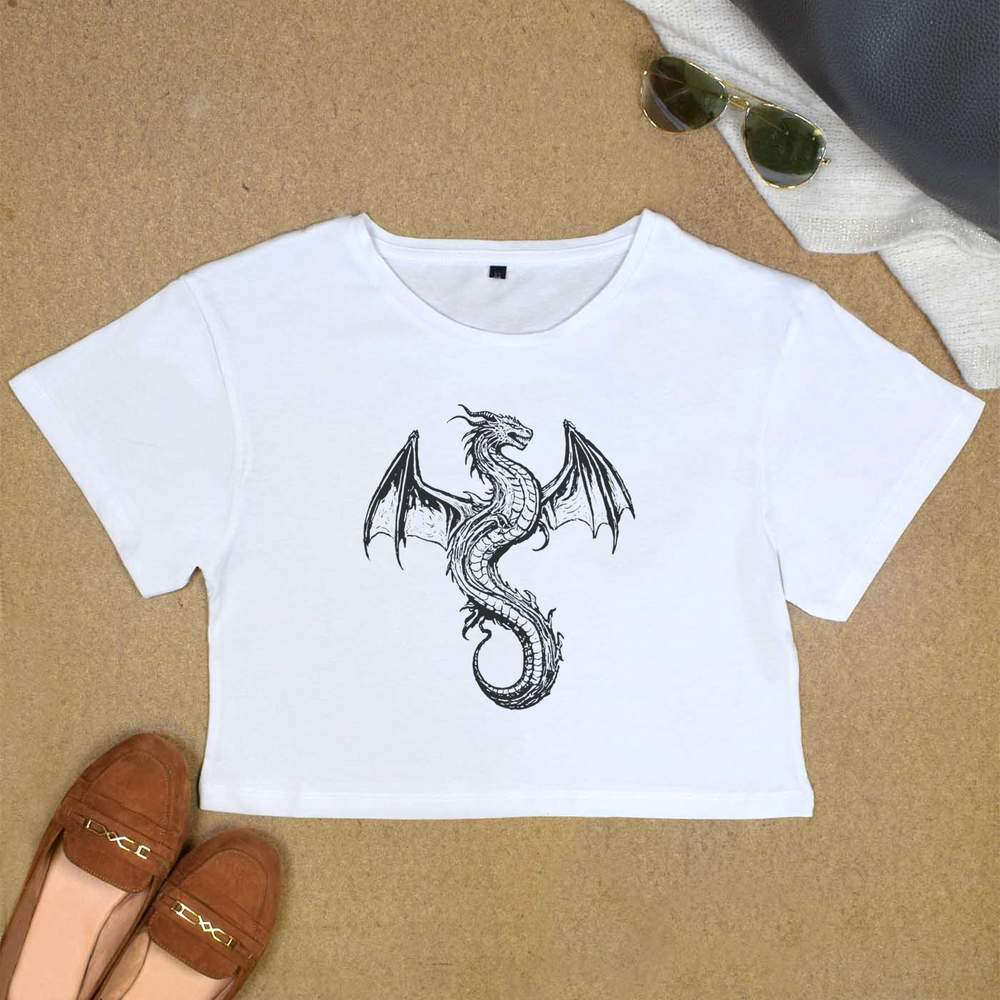 'Ancient Wyrm' Women's Cotton Crop Tops (CO049278)