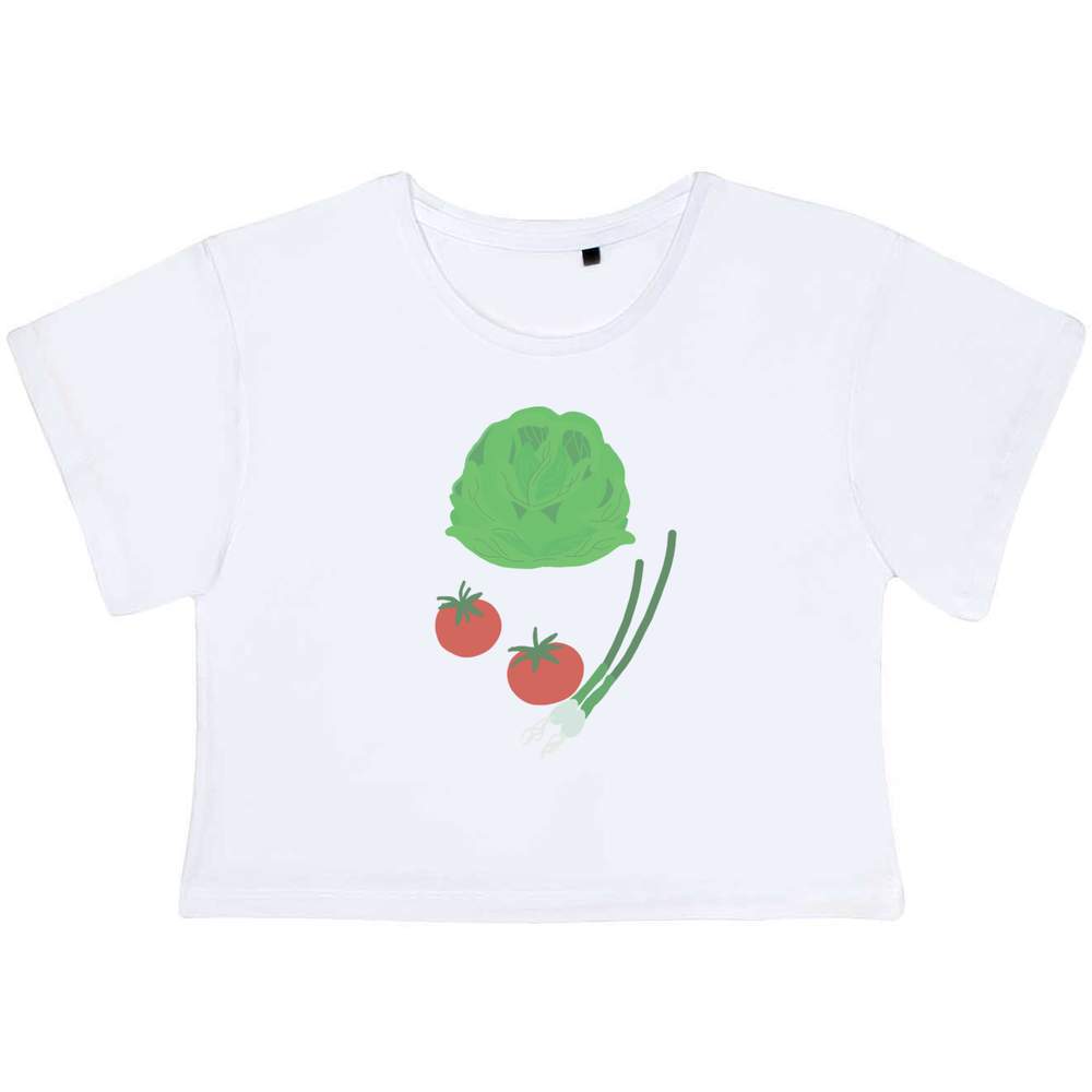 'Fresh Summer Salad' Women's Cotton Crop Tops (CO051508)