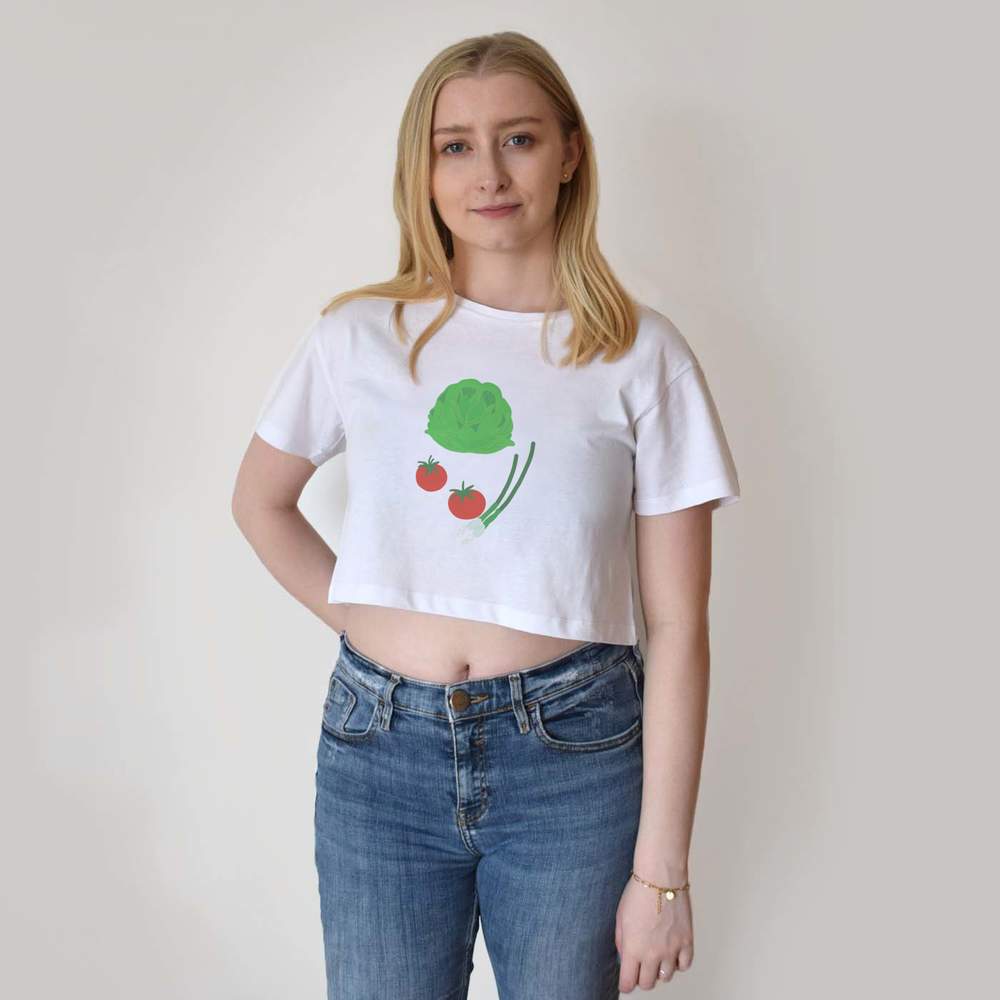 'Fresh Summer Salad' Women's Cotton Crop Tops (CO051508)