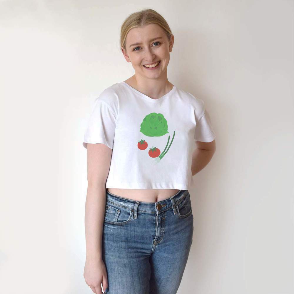 'Fresh Summer Salad' Women's Cotton Crop Tops (CO051508)