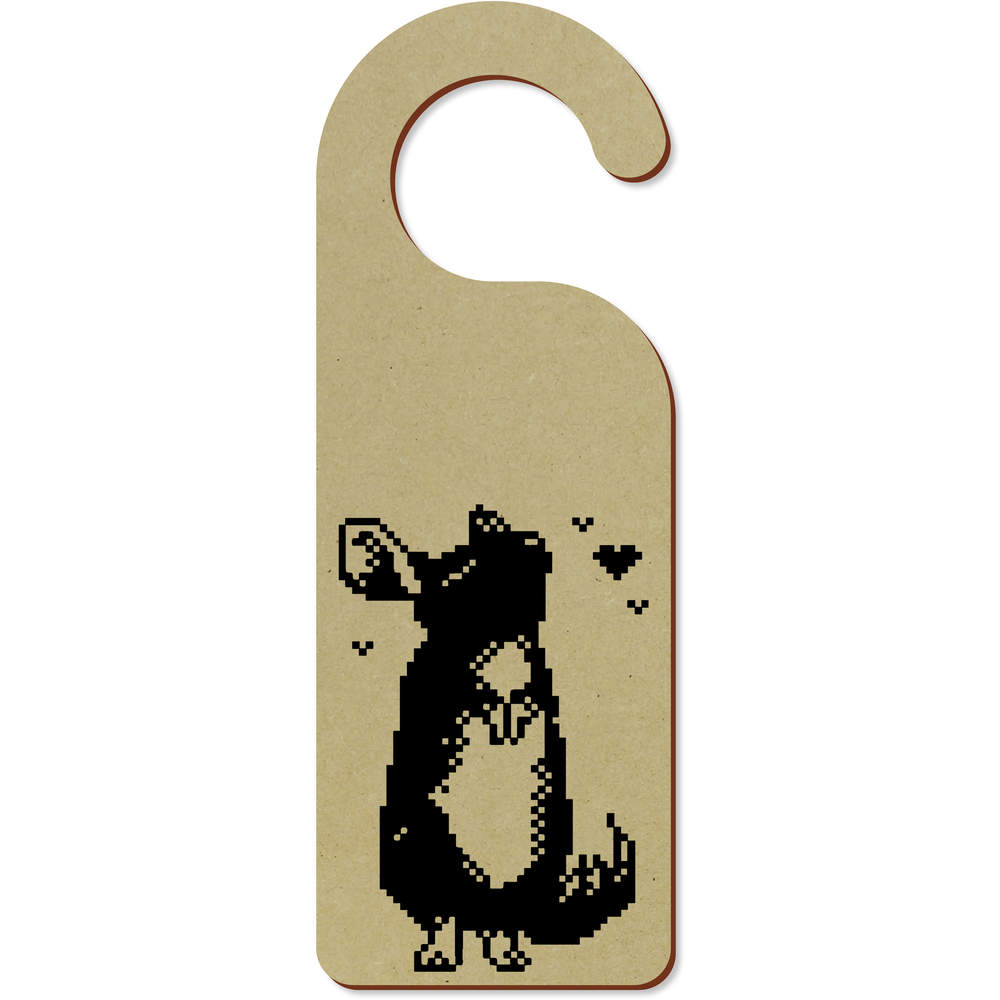 'Pixel Chinchilla' 200mm x 72mm Door Hanger / Sign (DH00003795)