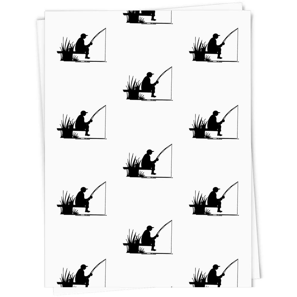 Man Fishing Silhouette' Gift Wrap / Wrapping Paper / Gift Tags