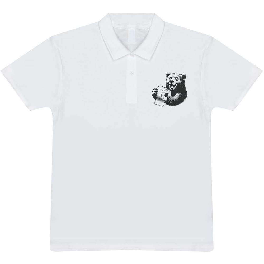 'Bear Holding Toilet Paper' Adult Polo Shirt / T-Shirt (PL051158)