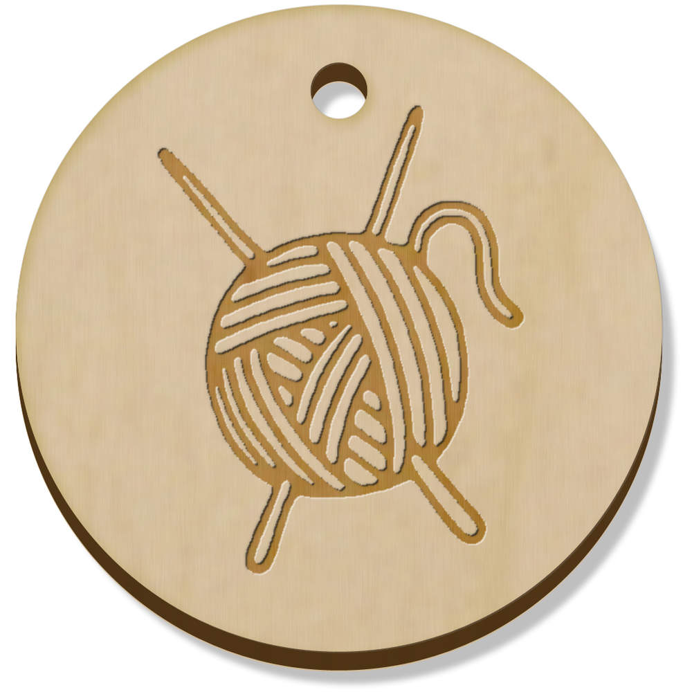 11 x 34mm 'Knitting Wool' Wooden Pendants / Charms (PN00043812)