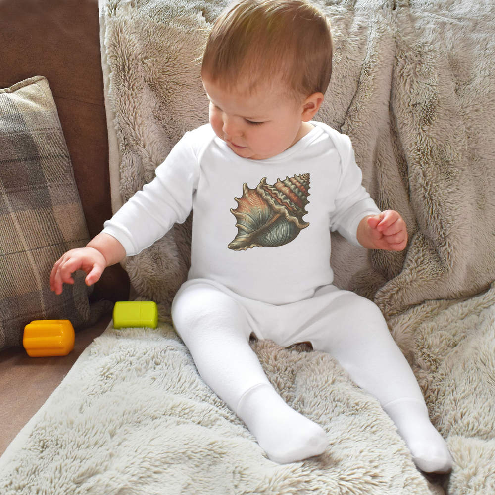 'Sea Shell' Baby Romper Jumpsuits / Sleep suits (SS049705)