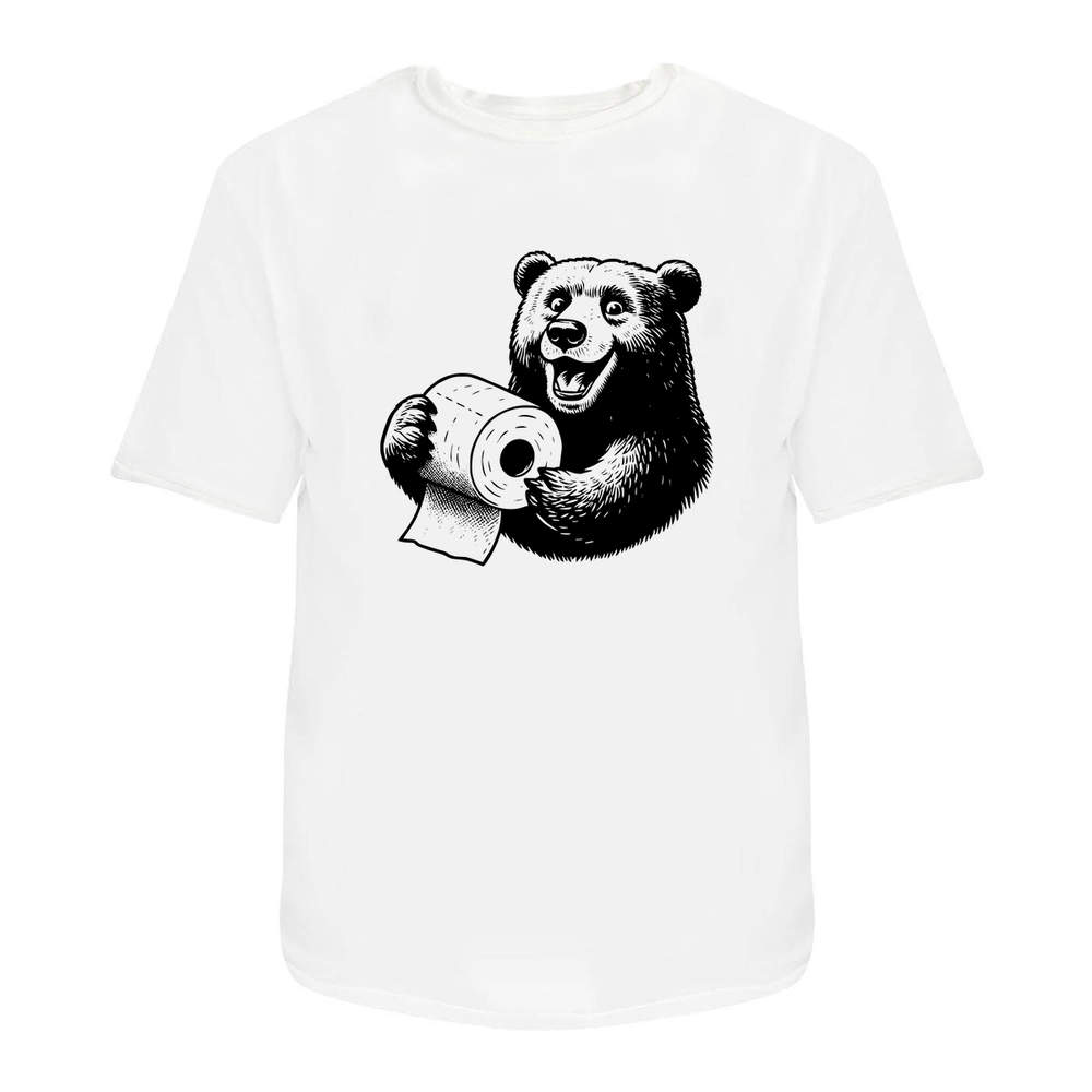 'Bear Holding Toilet Paper' Men's / Women's Cotton T-Shirts (TA051158)