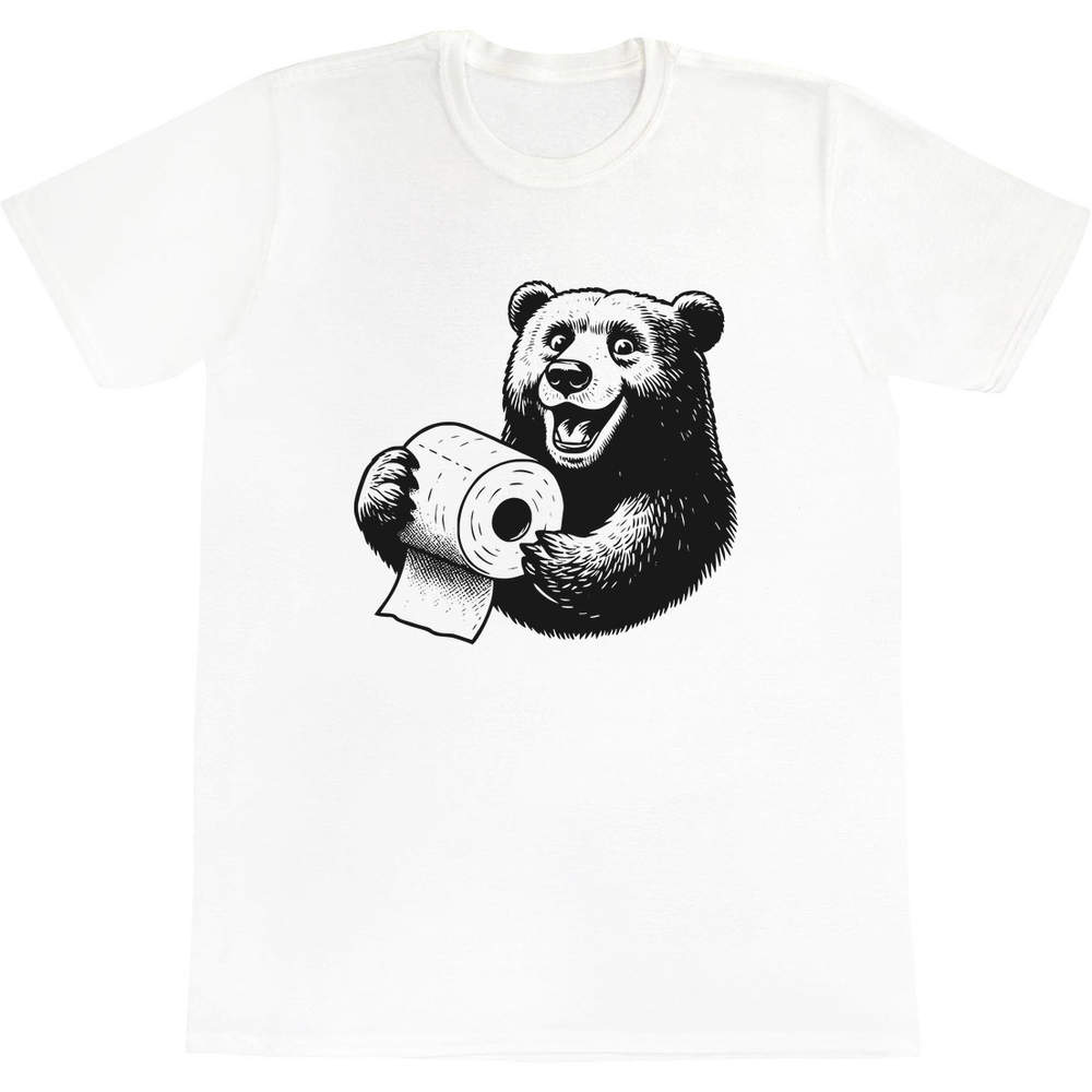 'Bear Holding Toilet Paper' Men's / Women's Cotton T-Shirts (TA051158)