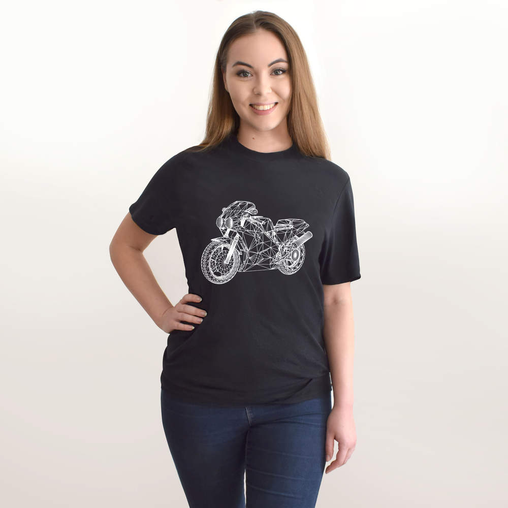 'Wireframe Superbike' Men's / Women's Cotton T-Shirts (TA013304)