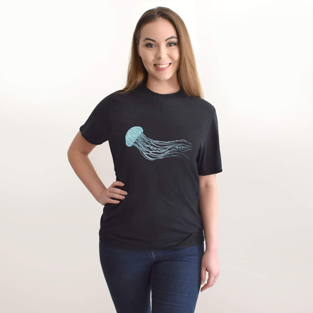 'Blue Swimming Jellyfish' Men's / Women's Cotton T-Shirts (TA030599)