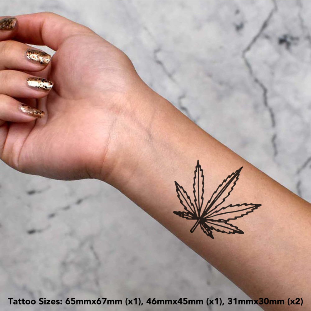 Amazon.com: 5 x Marijuana Tattoo in Black - Hemp Leaf Temporary Tattoo :  Beauty & Personal Care